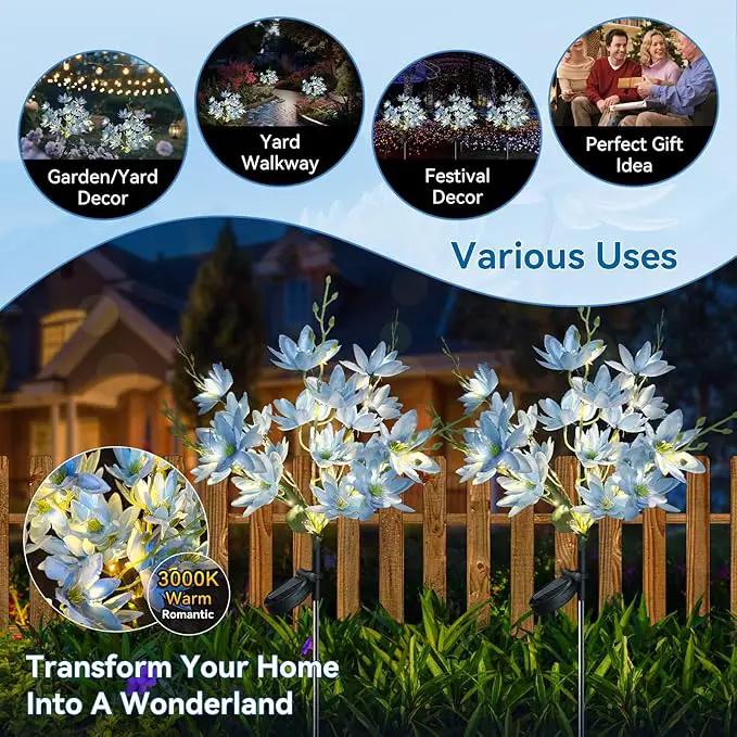 Neporal Solar Flowers Outdoor Waterproof IP65, 5-Head Snow Lotus with 20+ Flowers, Warm LED Light & 2 Lighting Modes, Decorative Solar Lights Outdoor Garden, Yard, Pathway, Flower Bed (2-Pack, Blue) by GreenHaven Gardens
