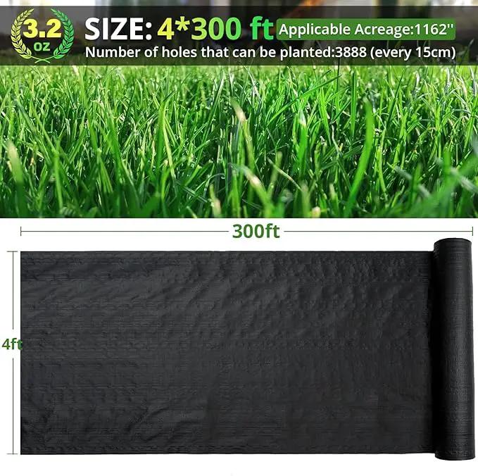 GOTGELIF 4×300FT Heavy Duty Weed Barrier, 3.2oz Premium Garden Weed Barrier Fabric, Ground Cover for Gardening, Farming, Landscape by GreenHaven Gardens