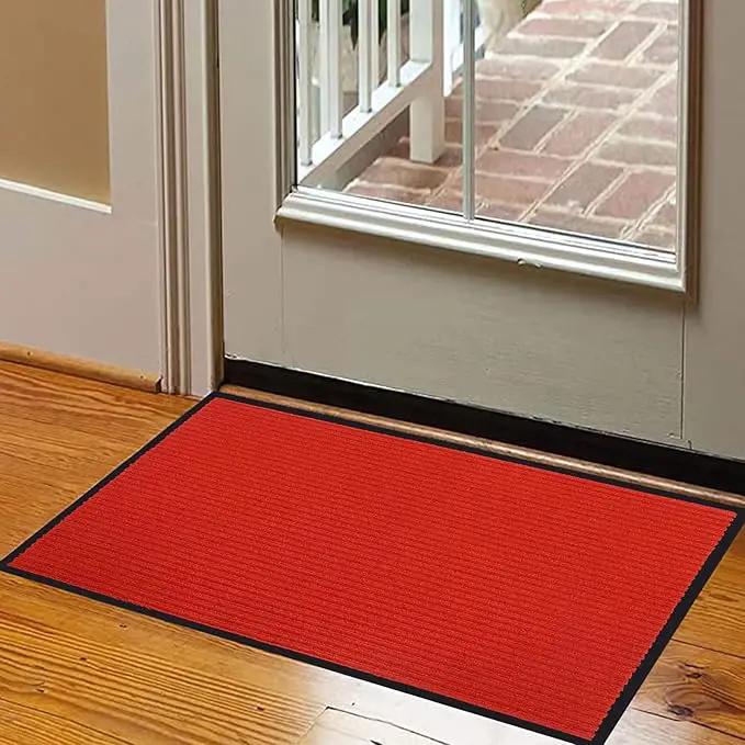 fani Heavy Duty Large Outdoor Indoor Entrance Black Doormat Waterproof Low Profile Entrance Rug Front Door Mat Patio Anti-Skid Rubber Back, 35x60 inch (China Red) by GreenHaven Gardens