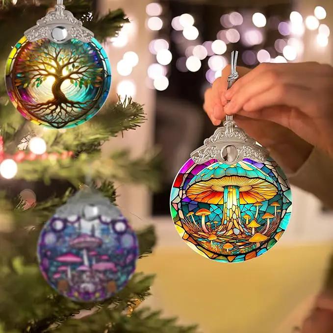 Stained Glass Suncatcher, Jocidea Mushroom Ornament, Christmas Ornaments, Holidays Ornaments, Christmas Tree Decor, Mushroom Decor for Home, Mushroom Gifts by GreenHaven Gardens