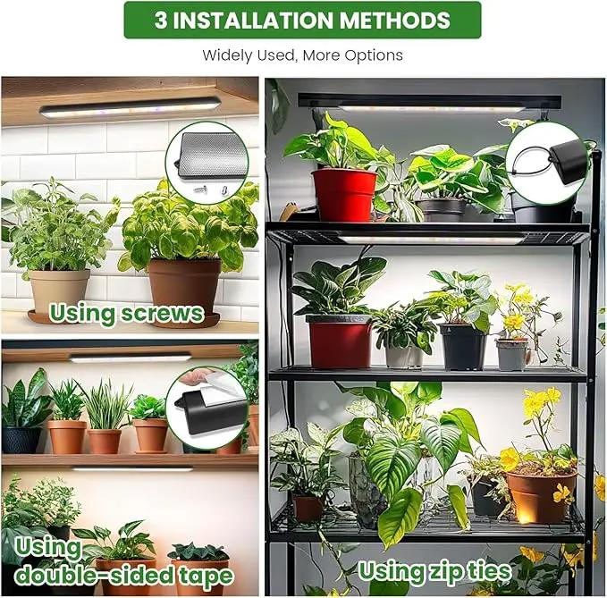 wolezek Grow Light Strips for Indoor Plants, 420 LEDs Full Spectrum Plant Light for Indoor Growing with Upgared 4/8/12/16H Auto Timer, Grow Lamp Bar for Seedling Succulent, 13.8 Inches, 4 Pack by GreenHaven Gardens