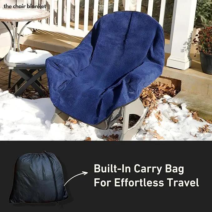 CITYBONFIRES The Chair Blanket™ Reversible Waterproof with Sherpa Lining – Portable Outdoor Cover for Camping, Sports & Patio – Folds into Carry Pouch with Strap - Navy by GreenHaven Gardens