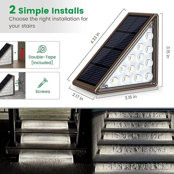 Solar Step Lights for Outside,8pack Solar Stair Lights Outdoor Waterproof IP67,Outdoor Deck Step Lights,Solar Outdoor Lights for Staircase,Patio,Front Step(Cool Brown) by GreenHaven Gardens