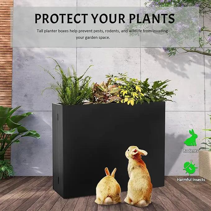 Metal Rectangular Planter, 35.5"x 10"x 28" Black Planter Box for Outdoor, Easy Installation Galvanized Steel Planter with Drainage Holes, Outdoor Planter for Porch/Patio/Garden by GreenHaven Gardens