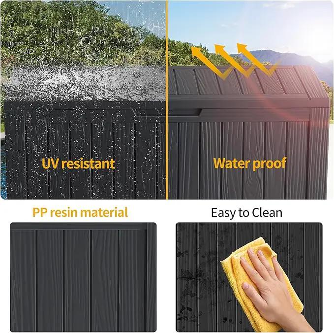 180 Gallon Resin Deck Box, Waterproof Outdoor Storage Bin for Patio Furniture, Pool Accessories, and Garden Tools, Lockable & UV-Resistant, Black by GreenHaven Gardens