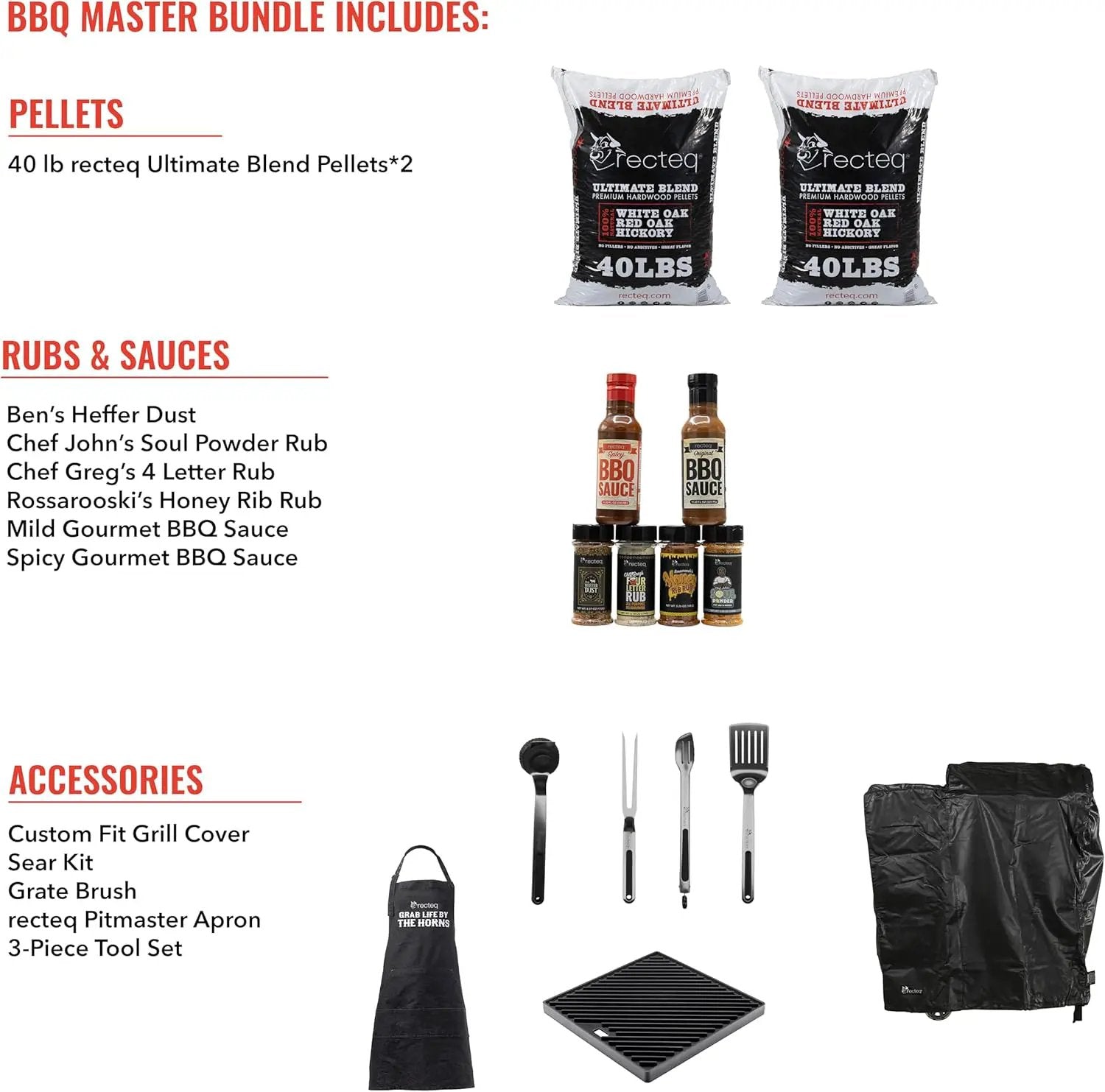 recteq Pellet Grill - Road Warrior 340 + BBQ Master Bundle, Portable Electric Pellet Smoker Grill, BBQ, Wood Pellets, Sear, Smoke, and More by GreenHaven Gardens