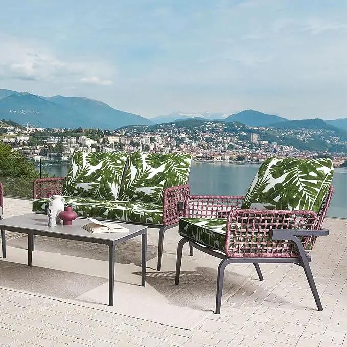 LVTXIII Outdoor Deep Seat Cushion Patio Seat and Back Cushion Set Seasonal Chair Cushion for Dining Arm Chairs, Wicker Chairs and Garden Furniture Decoration, 22"x22"x4", Palms Green by GreenHaven Gardens