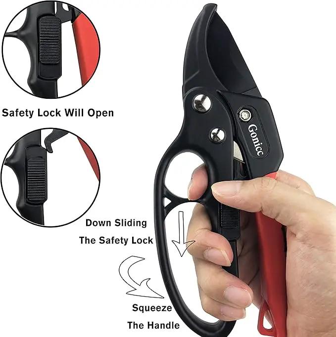 gonicc 8" Professional Ratchet Anvil Pruning Shears (GPPS-1011), Ratcheting Mechanism, Anvil groove design, Reinforced Design Handle, Garden Shears Clippers, Anvil Pruner, Hand Tools Scissors Loppers by GreenHaven Gardens