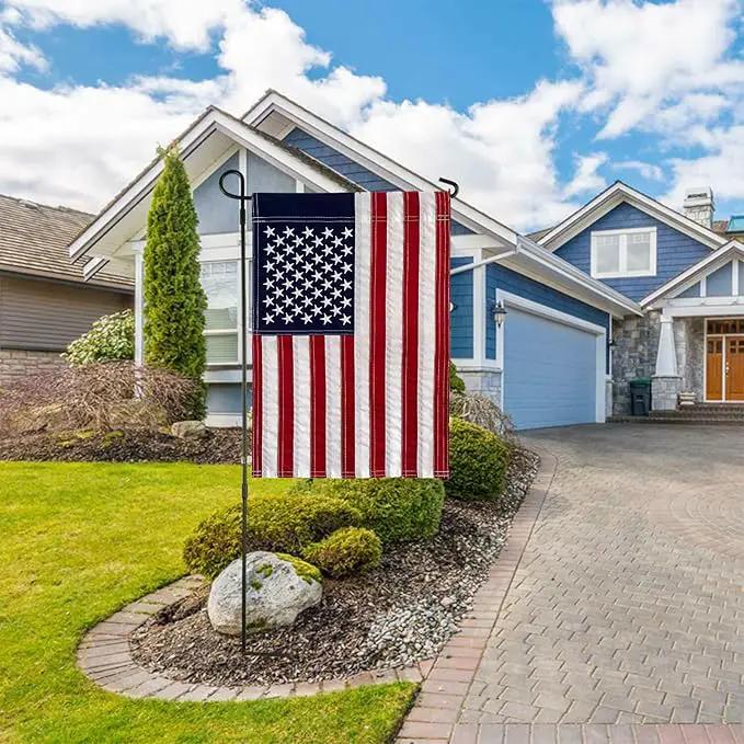 American Flags Garden Flag for Outside 12x18,Small USA Flag Outdoor Heavy Duty Made in USA High Wind Embroidered Stars-sewn Stripes Waterproof by GreenHaven Gardens