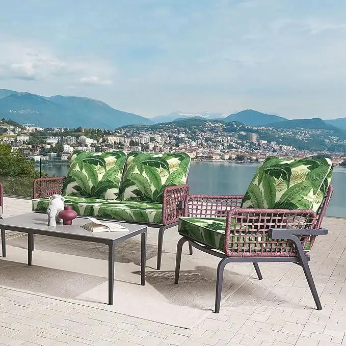 LVTXIII Outdoor Deep Seat Cushion 24"x24"x4" Patio Seat and Back Cushion Set Seasonal Chair Cushion for Dining Arm Chairs, Wicker Chairs and Garden Furniture Decoration, Swaying Palms Green by GreenHaven Gardens