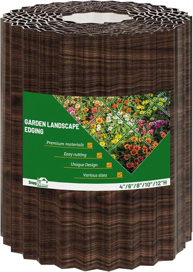 SnugNiture Corrugated Metal Garden Edging,8" x 20' Sturdy Lawn Edging Border,Landscape Edging Border for Lawn, Flower Bed,Garden and Yard(Brown) by GreenHaven Gardens