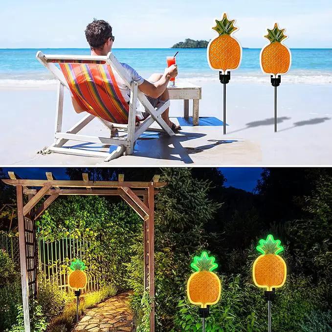 ANGMLN Solar Pineapple Neon Light - 2 Metal Garden Stake Lights 42 inch Path Lighting for Garden Yard Lawn Patio Walkway Decor Gifts for Mom Grandmother by GreenHaven Gardens