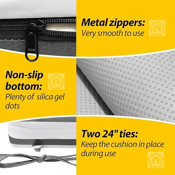 AAAAAcessories Outdoor Seat Cushions for Chairs, Waterproof, Fade-Resistant Patio Furniture Replacement Cushions, 21" x 21" x 4", Set of 2, Gray Cabana Stripe by GreenHaven Gardens