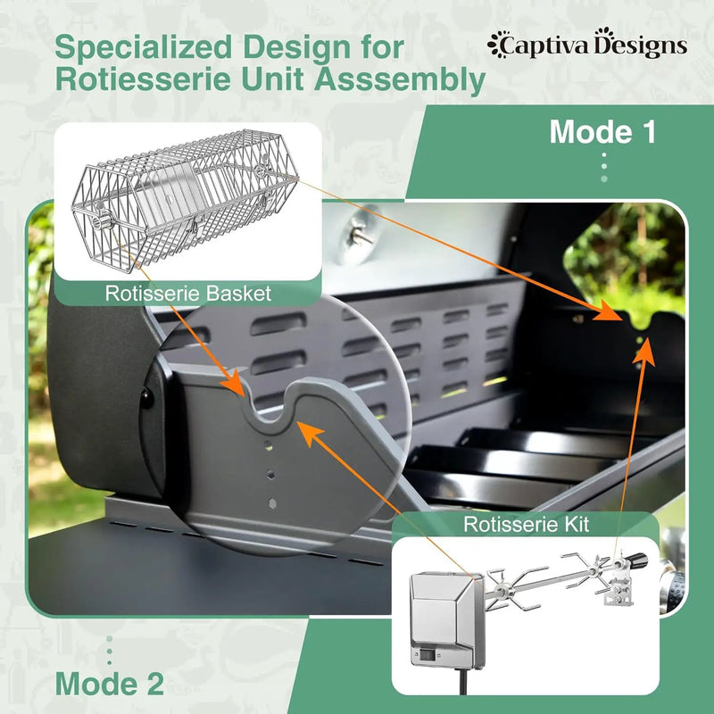 Captiva Designs 6-Burner Propane Gas BBQ Grill with Side Burner & Porcelain-Enameled Cast Iron Grate for Outdoor Kitchen & Backyard Barbecue, 65,800 BTU Output,665 SQ.IN. Cooking Area,Stainless Steel by GreenHaven Gardens