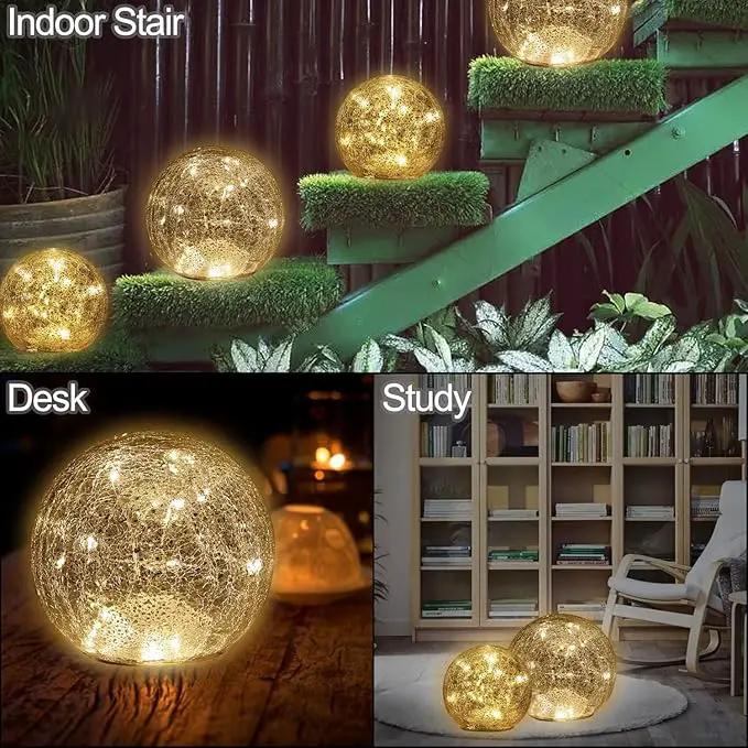 Mercury Crackle LED Glass Globe Ball Lamp with Timer, Battery Operated Night Light for Girls, Birthday, Halloween,Christmas - Decorative Gift for Home Warm White (with Timer) by GreenHaven Gardens