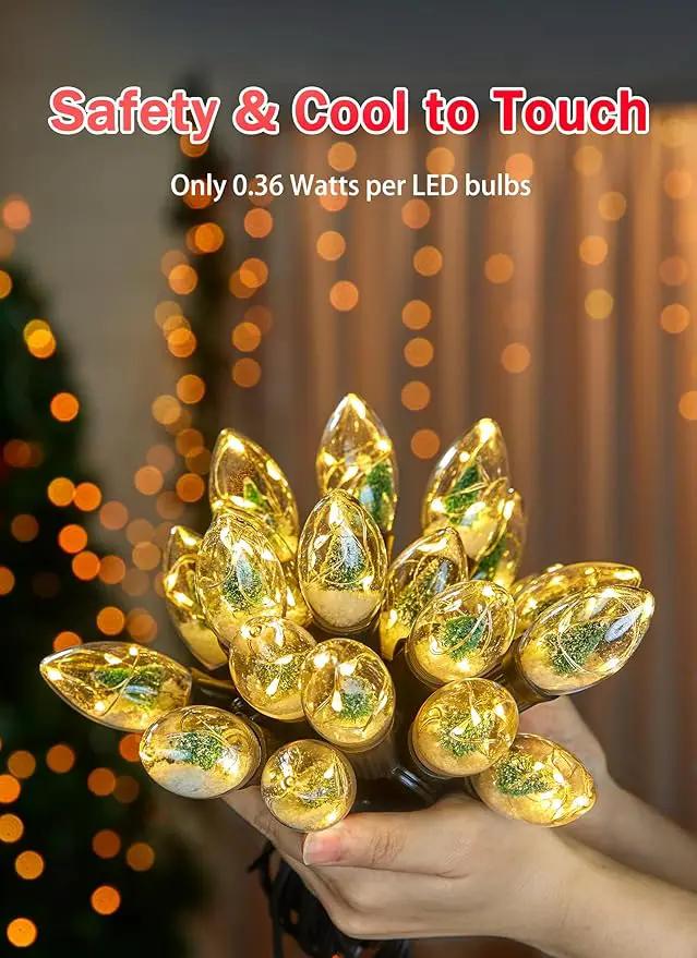 C9 LED Christmas Lights Outdoor, 25 Ft C9 String Lights with 20 Shatterproof LED Bulbs, 3 Light Mode, Connectable Waterproof Christmas Tree Lights for Outside Indoor Holiday Garden Decor, Warm White by GreenHaven Gardens