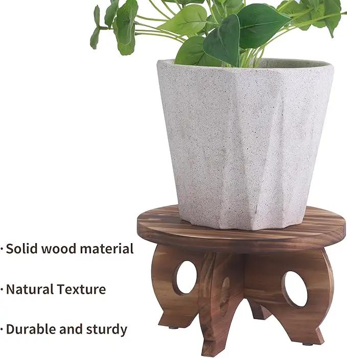 Plant Stand Indoor Wooden Plant Stool Round Stand Risers for Decor Plant Pedestal Stand Farmhouse Rustic Decorative Display Flower Holder Pedestal Board Brown by GreenHaven Gardens