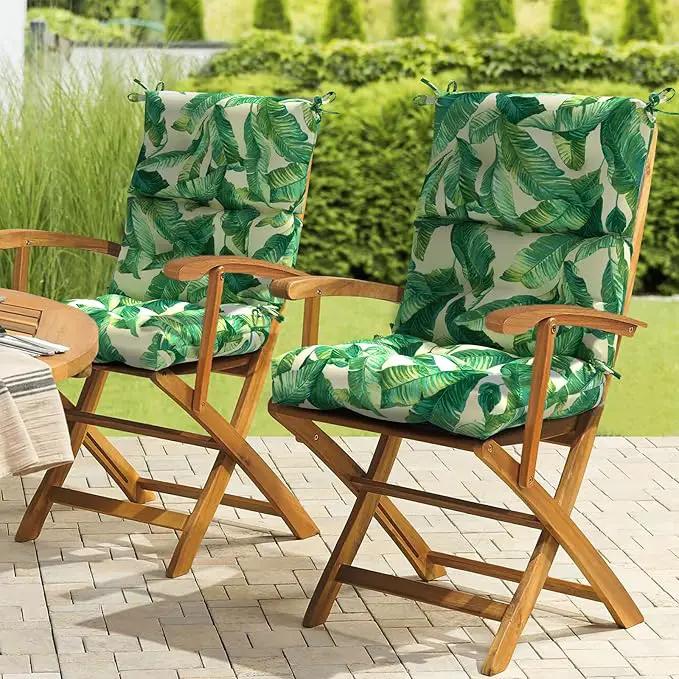 LVTXIII Outdoor Adirondack Chair Cushions, L44” x W22” x H4 Patio Tufted High Back Cushions, Seasonal Replacement Rocking Chair Cushion for Home Garden Furnitue, Set of 2, Swaying Palms Capri by GreenHaven Gardens