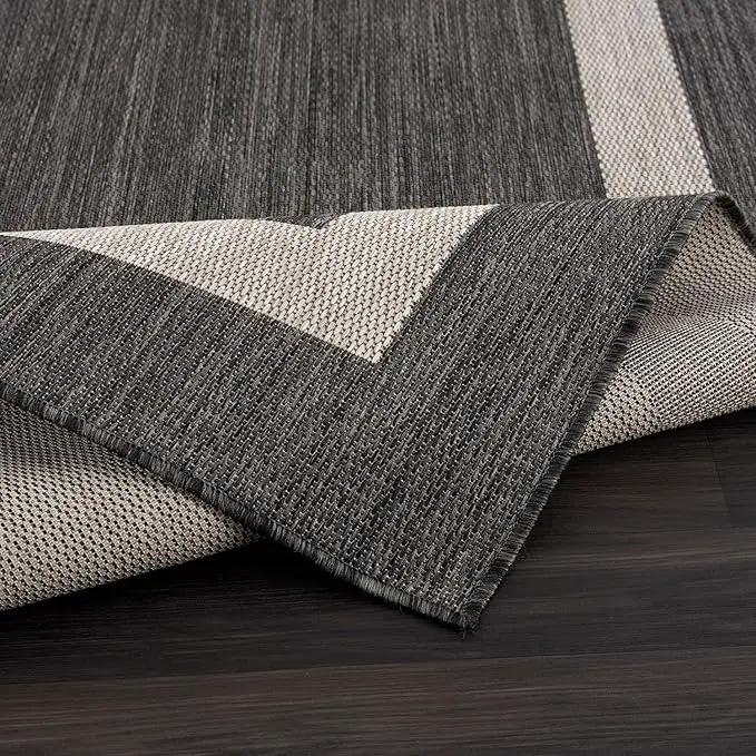 CAMILSON Outdoor Rug 6x9,Modern Outside Rugs for Patios Porches Waterproof Durable Washable Non-Shedding, Easy-to-Clean Indoor Outdoor Area Carpet (6 x 9, Bordered - Dark Gray/Light Gray) by GreenHaven Gardens