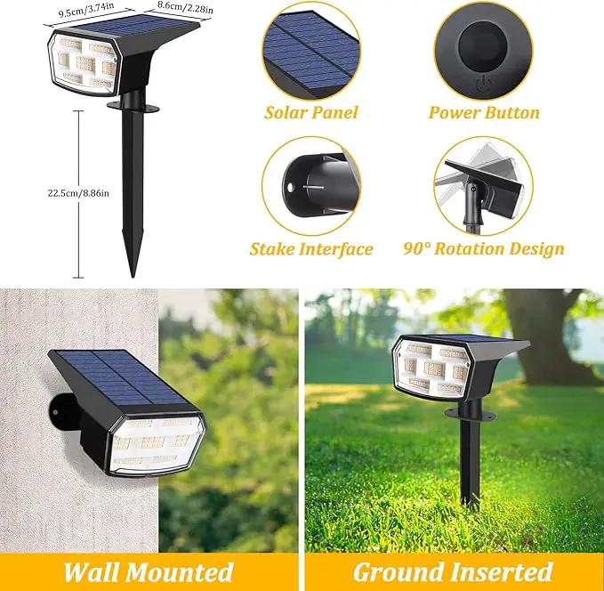 Solar Spot Lights Outdoor, 59 LED Solar Lights Outdoor Waterproof, Outdoor Solar Lights for Yard with 3 Lighting Modes, Landscape Spotlights for Garden Pathway Driveway, Warm White by GreenHaven Gardens
