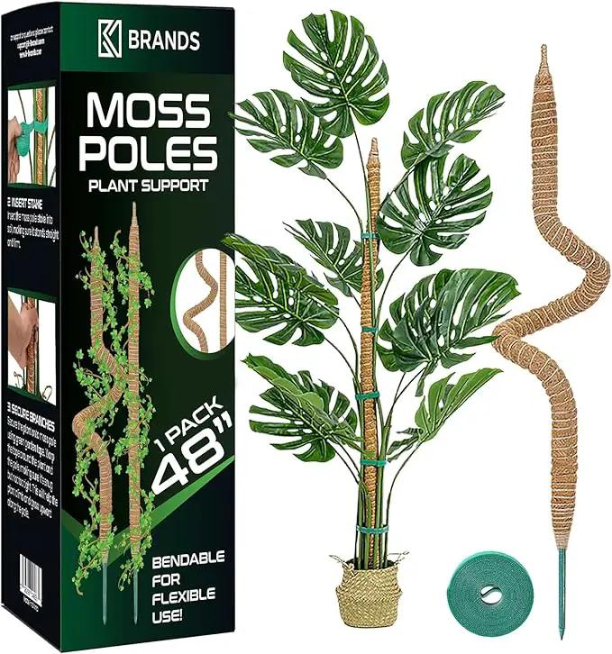 48'' Bendable Moss Pole Monstera Plant Support for Climbing Indoor Plants - Stakes for Potted Climbers - Tall Sticks Indoor Trellis for Houseplants - Accessories for Monstera Pot by GreenHaven Gardens