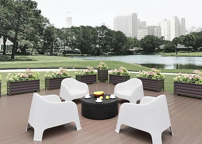 Aluminum Outdoor Planter - 19.68" Tall Planter Box for Patio Porch Indoor or Outdoor Durable Weather-Resistant Large Planters for Flowers with Drainage Hole, Dark Brown, 19.68"D x 19.68"W x 27.56"H by GreenHaven Gardens