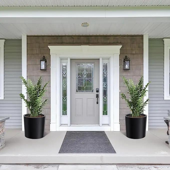 Tall Round Planter Set of 2, 19.5‘’ H x 19.9" Dia Large Planters for Indoor Plants with Built-in Drainage and a Water Level Monitor and Wheels for Patio, Porch, Living Room, or Home Office, Black by GreenHaven Gardens