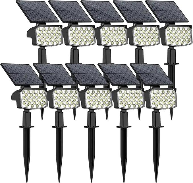 WELALO Solar Spot Lights Outdoor, [10 Pack/3 Modes] Solar Landscape Spotlights, Adjustable Solar Powered Security Lights, IP65 Waterproof Wall Lights for Walkway, Yard, Garden, Driveway (Cool White) by GreenHaven Gardens