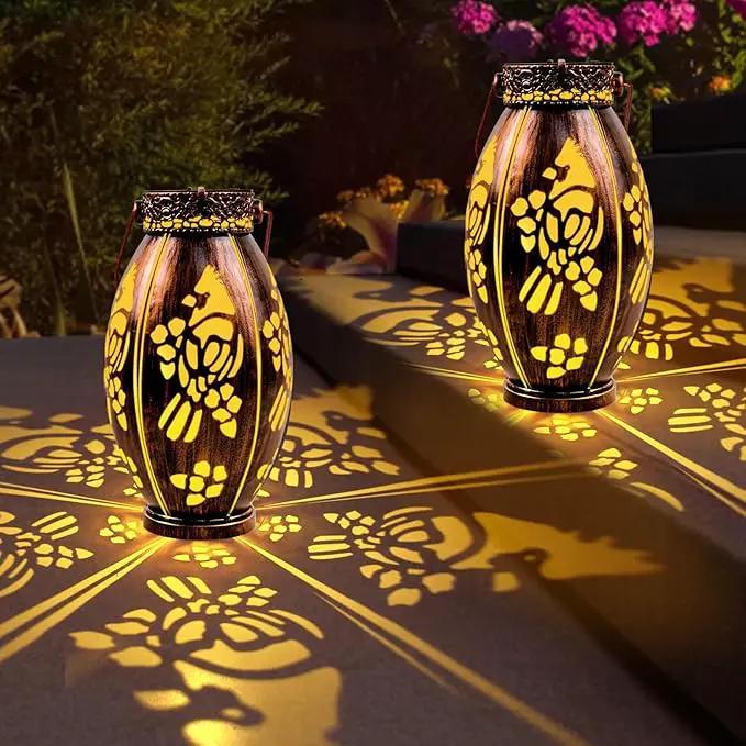 pearlstar 2 Pack Cardinal Solar Lanterns Outdoor Hanging Light Waterproof, Birthday Gifts for Women Mom Men,Decorative Metal Solar Lamp for Table Garden Yard Patio Pathway,Copper by GreenHaven Gardens