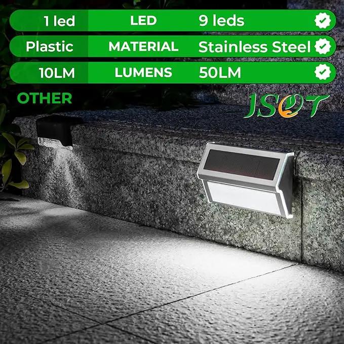 JSOT Solar Step Deck Lights for Outside Decorative - 10Pack Solar Stairs Lights Outdoor Waterproof for Yard Garden Landscape Pool Fence Step Wall 9 LED Beads Lighting by GreenHaven Gardens