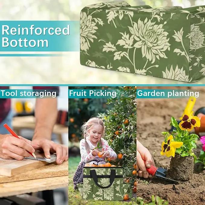 Spring Leaves Gardening Tool Bag,Heavy Duty Garden Tote Bag,Portable Oxford Gardening Storage Basket Organizer Handbag with Pockets Handle,Hand Tools Gifts for Outdoor Garden Lawn Yard by GreenHaven Gardens