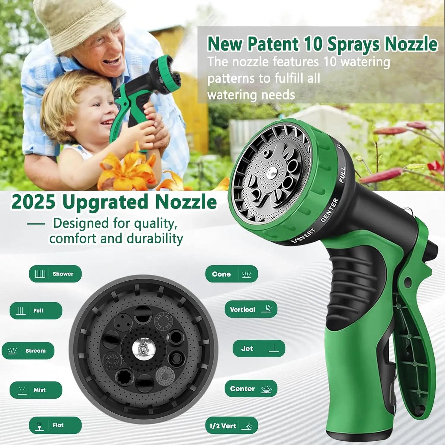 75 ft Garden Hose - 2025 New Upgraded Flexible Water Hose - Ultra Lightweight Kink-free Car Washing Pipe with 10 Function Sprayer and 3/4" Solid Brass Fittings - Durable,Leak proof Garden Hoses by GreenHaven Gardens