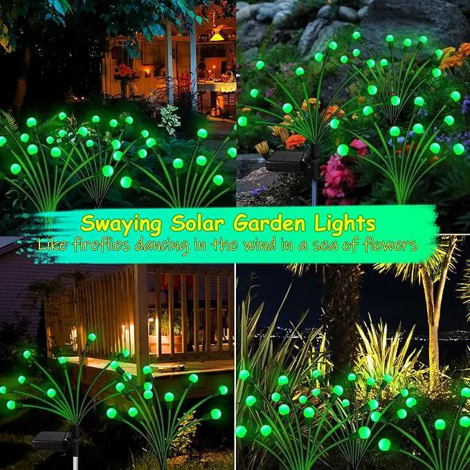 Kohlrabi Solar Garden Lights Outdoor, 4 Pack 40 LED Green Firefly Lights Waterproof, Starburst Solar Wind Swaying Light for Outside Yard Patio Planter Flower Bed Walkway Christmas Decoration by GreenHaven Gardens