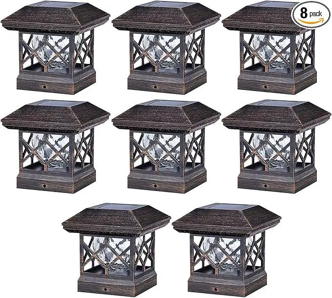 TWINSLUXES Solar Post Cap Lights Outdoor - Waterproof LED Fence Post Solar Lights for 3.5x3.5/4x4/5x5 Wood/Vinyl Posts in Patio, Deck or Garden Decoration by GreenHaven Gardens