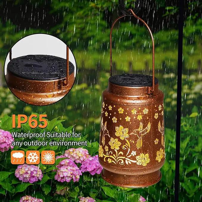 2 Pack Solar Lanterns Outdoor Waterproof Hummingbird Garden Decor Birthday Gifts for Women Mom Grandma Hanging Solar Lights Metal Solar Decoration Outside for Yard, Patio, Backyard, Porch by GreenHaven Gardens