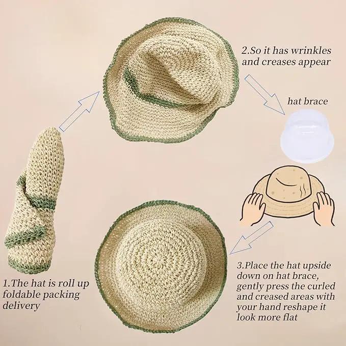 Floppy Big Beach Straw Hats for Women Foldable Summer Wide Brim Packable Sun Hat Womens Travel Straw Fedora Hat by GreenHaven Gardens