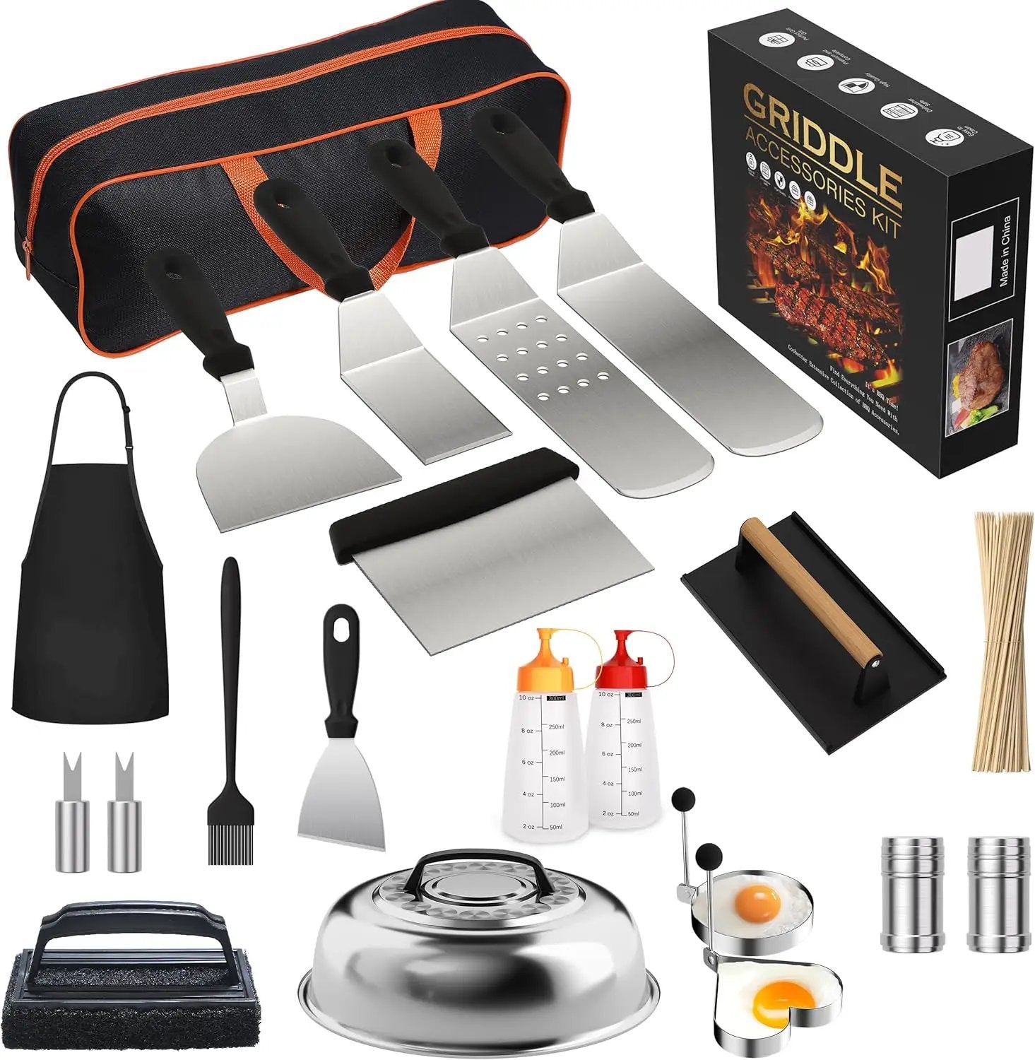 120 Pcs Griddle Accessories Kit for Blackstone - Perfect Flat Top Grill Accessories for Outdoor, Professional Round Melting Dome with Cast Iron Smash Burger Press for Barbecue. by GreenHaven Gardens