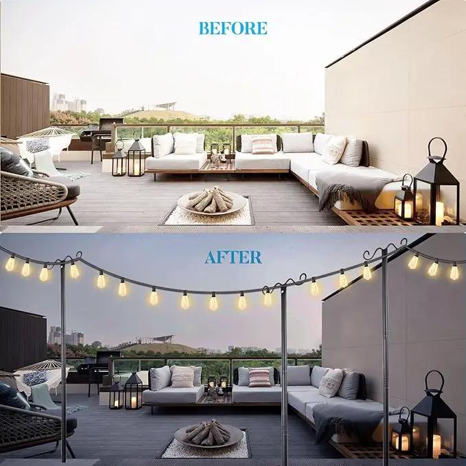 Lightdot Outdoor String Light Poles, 9FT Metal Patio Light Poles Post for Outside with Fork for Outside Hanging Backyard Garden, Deck Lighting Stand for Parties, Wedding, Halloween Decor -6Pack by GreenHaven Gardens