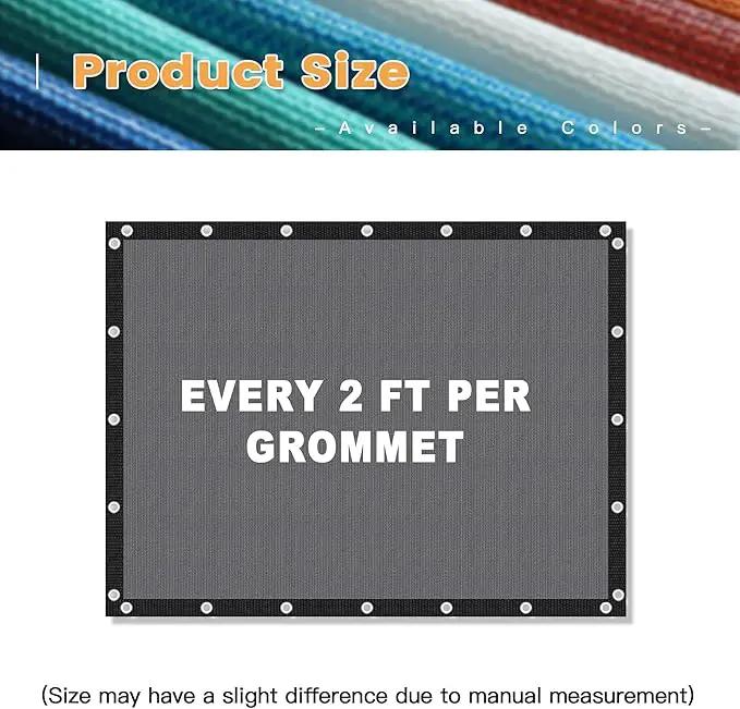 VICLLAX Shade Fabric Sun Shade Cloth with Every 2 FT Grommets for Patio Garden Pergola Cover Canopy 13x14 FT, Grey by GreenHaven Gardens