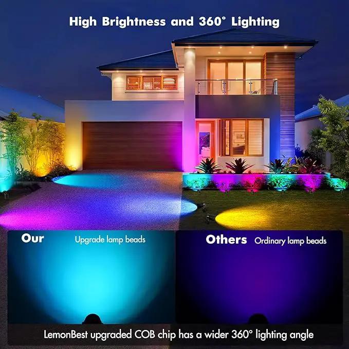 LemonBest Landscape Lighting - 6W RGB Color Changing Halloween Landscape Lights 120V Christmas Outdoor LED Spotlight with Remote Control Waterproof Spot Lights for Yard Garden Patio Driveway (2 Pack) by GreenHaven Gardens