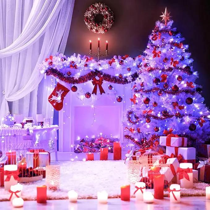 JMEXSUSS Purple Christmas Lights Indoor Outdoor Clear Wire, 66ft 200 LED Purple Lights for Christmas Tree, 8 Modes Purple String Lights Plug in for Christmas Bedroom Garden Party Xmas Decorations by GreenHaven Gardens