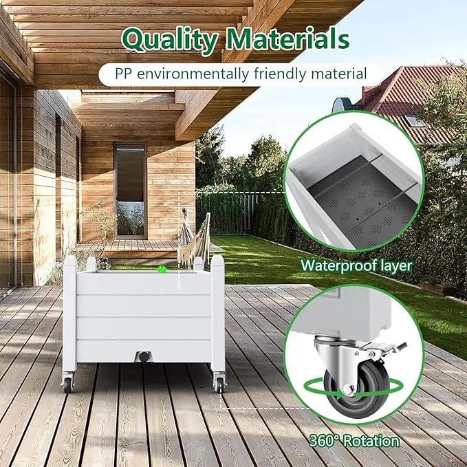 Horticulture Garden Bed, Divisible Resin Planter Box for Backyard, Patio, Balcony, with 4 Legs and 4 Swivel Lockable Wheels(Ashen,43.31 * 17.72 * 17.56) by GreenHaven Gardens