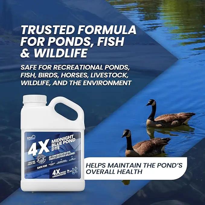 1 Gallon Midnight Blue Pond Dye, 4X Concentrate Pond Dye Blue, Dark Natural Looking Aquashade for Beautiful Lake Water, Long-Lasting Colorant, Protects Against Sunlight - Ideal for Fish & Wildlife by GreenHaven Gardens