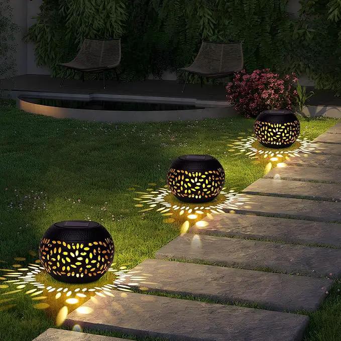 Solar Lantern Outdoor Table Light, 2 Pack Waterproof Decor, Hollow Out Retro Black Metal Patio Lights, Yard Porch Garden Balcony Indoor Desk Bedroom Tabletop Decorations by GreenHaven Gardens