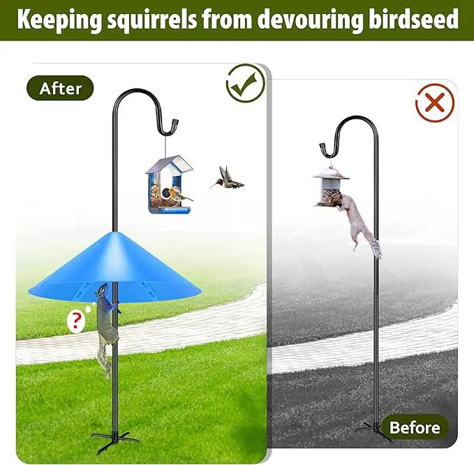 Squirrel Baffle for Bird Feeder Pole, 19 Inch Baffles Guard for Outdoor, Squirrel Proof Bird Feeders Baffle, Shepherd's Hook for Outside (Blue) by GreenHaven Gardens