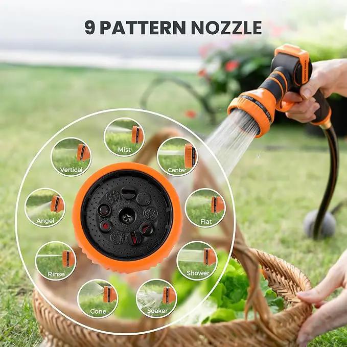 Giraffe Tools Retractable Hose Reel 5/8" x 90 ft Wall Mounted Garden Hose Reel Heavy Duty, Automatic Rewind, 180 Deg Swivel, Any Length Lock, 9 Pattern Nozzle, 90 ft, Dark Grey by GreenHaven Gardens