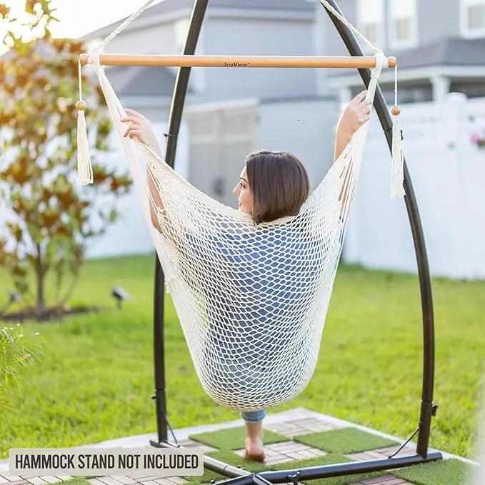 JoyView Hammock Chair with Spreader Bar Caribbean Hammock Swing Chair 300 LBS Weight Capacity XL Rope Hanging Chair for Outdoor Indoor Garden Yard - Purple by GreenHaven Gardens