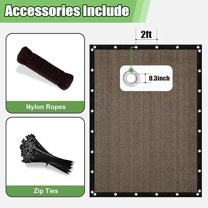 Outdoor 90% Sun Shade Cloth with Grommets, 7 X 22 FT Pergola Shade Cover for Garden Patio Carport Kennel Swimming Pool, Mocha (We Make Custom Size) by GreenHaven Gardens