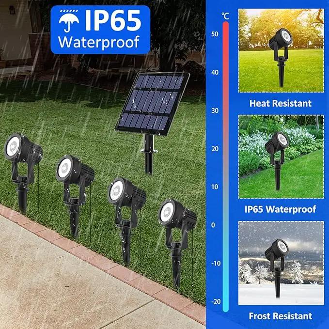 T-SUNUS Solar Garden Spotlight Outdoor, 4-in-1 Solar Spot Lights IP65 Waterproof 9.8ft Cable, 5W Separated Solar Panel, Auto On/Off for Tree Patio Yard Driveway Pathway Pool Area(Warm White 3000K) by GreenHaven Gardens