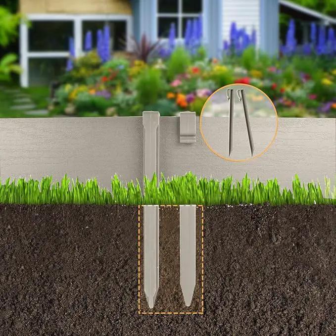 Landscape Edging Kit, Include 4 Inch High 120 Feet Length Terrace Board, 60 Durable Spikes, Edging Pruning Shear, Rubber Mallet Hammer, Gray by GreenHaven Gardens